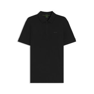 BOSS Zipper-neck polo shirt in cotton-blend jersey