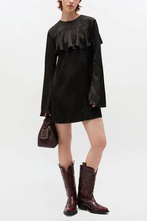 Ganni Black Ruffle Mini Dress