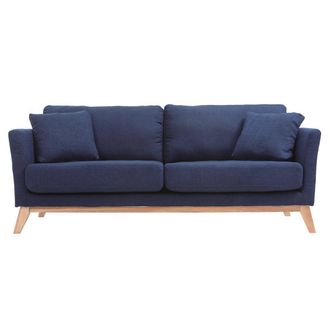 Miliboo Miliboo - Sof&aacute; N&oacute;rdico 3 Plazas Azul Oscuro Desenfundable Patas Madera Oslo