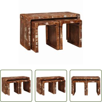 vidaXL vidaXL Tavoli in legno - Tavolo Nesting 3 pcs Marrone Legno Recuperato Massello