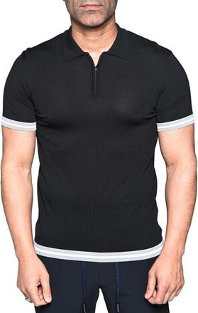 Maceoo Deep Black Quarter Zip Polo at Nordstrom, Size 3