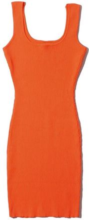 Generic Womens Slim Fit Solid Color Knitted Dress Orange One Size