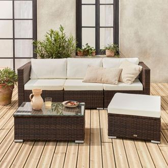 Sweeek Salotto da giardino in resina a 4 posti