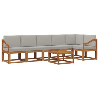vidaXL Conjunto De Sof&aacute;s De Exterior 7 Pcs Gris Natural Y Claro Vidaxl