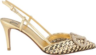 Valentino VLogo Signature Metallic Slingback Pumps