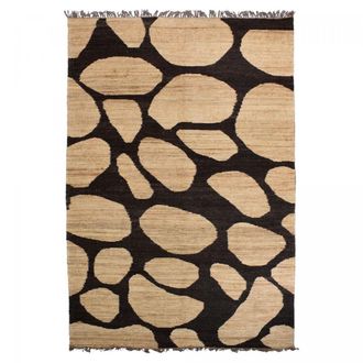 Un amour de tapis Alfombra de yute tejida a mano con motivos redondos, beige 120x180