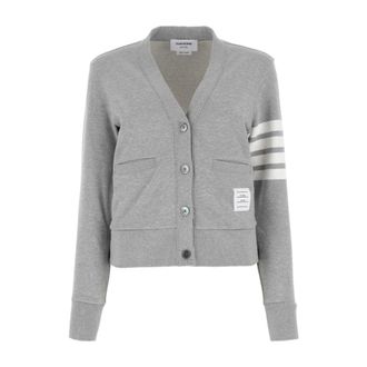 Thom Browne Cardigans, female, Gray, Size: 2XS Thom Browne Sweaters Light Grey