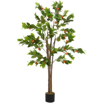 ML Design Ml-design Naranjo Artificial 160 Cm, Planta Decorativa Interior/exterior En Maceta &Aacute;rbol Grande Realista Ornamental Con Frutos Naranjas De Pl&aacute;stico Pa