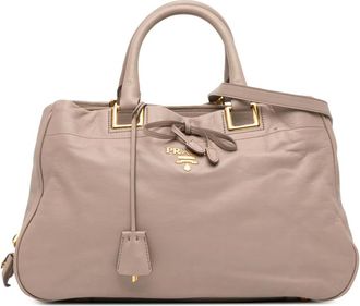 Prada Pre-owned Handbags, female, Brown, Size: ONE SIZE Pre-owned Leather Top Handle Bag