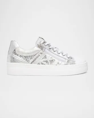 Nero Giardini Metallic Leather Side-Zip Sneakers