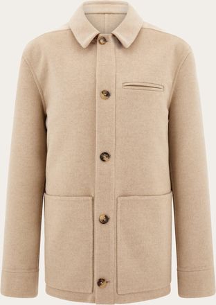 Ferragamo Men Double wool and cashmere blouson Beige