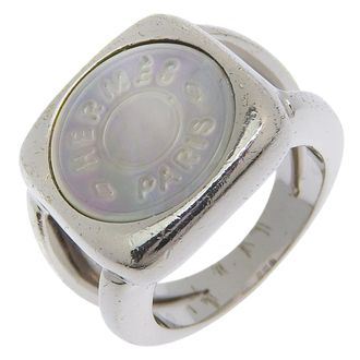 Herm&egrave;s Silver Shell Silver 925 Band Ring (Pre-Owned)