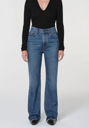 A Gold E Leena High Rise Subtle Flare Jeans In Placebo