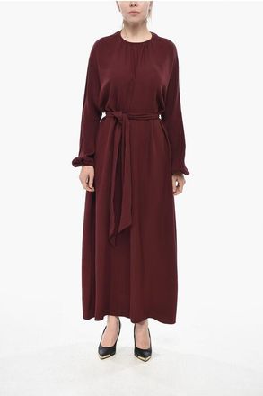 Super Blond Silk Midi Dress with Belt size 38