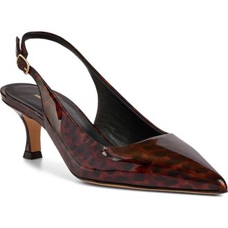 Bruno Magli Palerma Pointed Toe Kitten Heel Slingback Pump in Tortoise Patent at Nordstrom Rack, Size 8