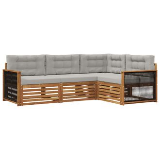 vidaXL Conjunto De Sof&aacute;s De Exterior 4 Pcs Natural Y Gris Claro Vidaxl