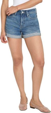 Good American Good Girlfriend Raw Hem Denim Shorts in Indigo at Nordstrom, Size 14