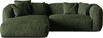 MICADONI Modulares 3-Sitzer Design Ecksofa Martina - Samtbezug Grün