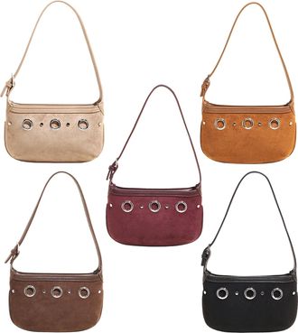 Generic Women Faux Suede Single Shoulder Armpit Bag for Outings Commuting (Beige)