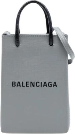 Balenciaga Pre-owned Mini Shopping Phone Holder - Dames - Vintage Mini Tas - Grijs - ONE Size - Leer - Vintage