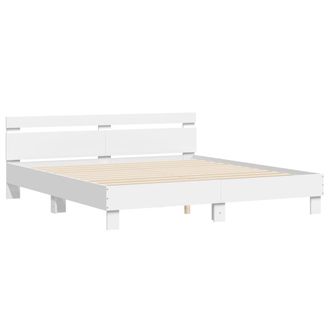 vidaXL Vidaxl - Estructura Cama Con Cabecero Madera Ingenier&iacute;a Blanco 160x200cm