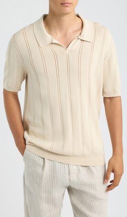 Alex Crane Lolo Drop Needle Sweater Polo in Sand at Nordstrom, Size Xx-Large