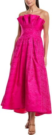 Amsale Jacquard Pleated Gown