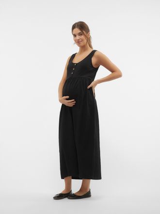 Mama Licious Tr&auml;gerkleid MAMALICIOUS MLEVI LIA SL JRS ANKLE DRESS 2F NOOS, Damen, Gr. XL, N-Gr, schwarz, Jersey, Obermaterial: 100% Baumwolle, unifarben, regular f