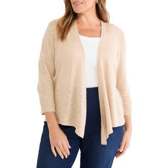 Nic+Zoe Slub Knit Linen Blend 4-Way Cardigan in Jute at Nordstrom, Size 3X