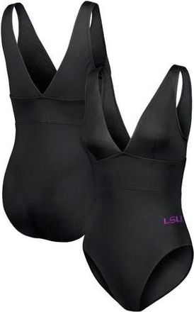 Tommy Bahama Womens Tommy Bahama Black LSU Tigers Palm Modern V-Neck One-Piece Swimsuit at Nordstrom, Size 6