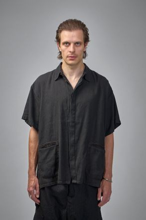 Geoffrey B. Small Assymetric Swing Back Exaggerated Volume Short Sleeve Workshirt