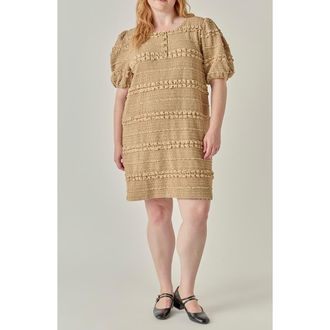 English Factory Smocked Minidress in Tan at Nordstrom, Size 3X