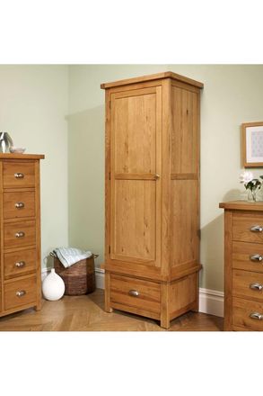 Birlea Woburn 1 Door 1 Drawer Wardrobe Oak in Light Oak