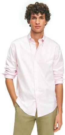Brooks Brothers Mens Oxford Long Sleeve Sport Shirt, Pink, XL