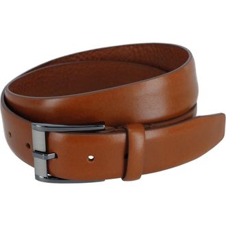 Trafalgar Store Mens Matteo 35mm Feather Edge Leather Dress Belt with Italian Buckle in English Tan at Nordstrom, Size 36