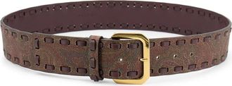 Etro Paisley Print Verstelbare Gesp Riem - Dames - Riemen - Bruin - 85 CM - Katoen - Accessoires