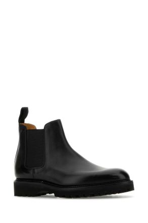 John Lobb Mens Black Leather Lawry Ankle Boots Stivali