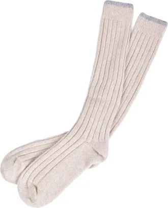 Brunello Cucinelli MenS Beige Two Tone Ribbed Knee High Socks, Size M