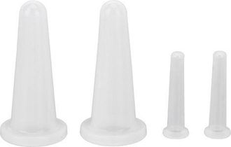 OEM Juego De 4 Ventosas De Silicona Para Masaje Facial, Kit De Terapia Con Ventosas Blancas Para Uso Cosm&eacute;tico Dom&eacute;stico