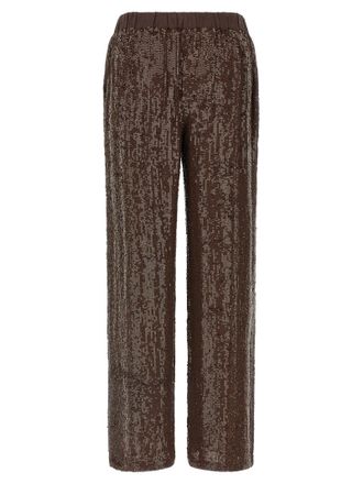 P.A.R.O.S.H. Sequin-Embroidered Trousers - Brown