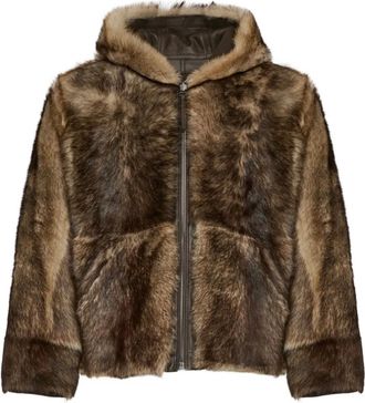 Yves Salomon Reversible Toscana lambskin hoodie - Brown