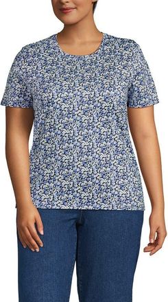 Lands End Relaxed Supima Cotton T-Shirt in Navy/clear Blue Ditsy Floral at Nordstrom, Size 3X