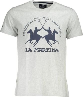 La Martina Bruine Katoenen Heren T-Shirt met Print - Heren - T-shirts - Grijs - M - Katoen - Tops