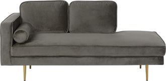 Beliani Beliani - Chaise Longue Tapizado En Terciopelo Gris Pardo Versi&oacute;n Izquierda Patas De Metal Dise&ntilde;o Moderno Miramas