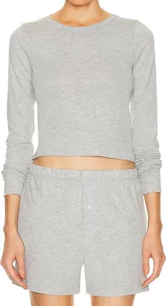 &Eacute;terne Long Sleeve Baby Tee In Heather Grey