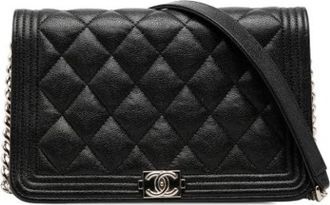 Chanel Pre-owned Wallet on Chain - Dames - Vintage Schoudertas - Zwart - ONE Size - Leer - Vintage