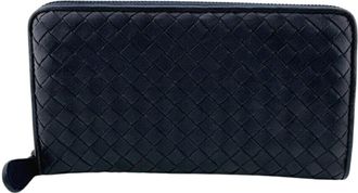 Bottega Veneta Intrecciato Navy Intrecciato Long Wallet (Bi-Fold) (Pre-Owned)
