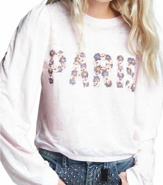 Recycled Karma Paris Floral Puff Sleeve Long Sleeve Tee In Pink