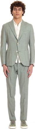 Eleventy Tailored Jogger-pak - Heren - Pakken - Groen - Maat: 2XL Linnen