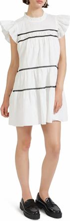 En Saison Trim Babydoll Dress In White Black